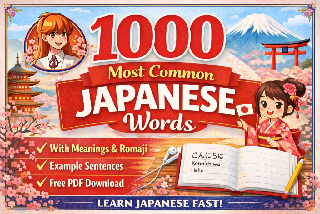 1000 Most Common Japanese Words 2026 (With Meaning, Romaji & Example ...