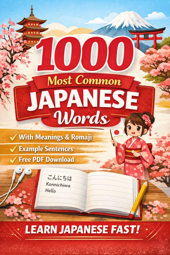 1000 Most Common Japanese Words 2026 (With Meaning, Romaji & Example Sentences) 1000 Most Common Japanese Words