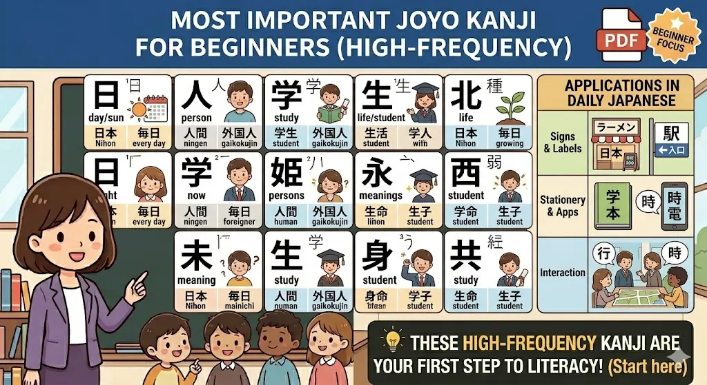 Jōyō Kanji List with Meaning PDF – Master 2136 Kanji for JLPT! Most Important Joyo Kanji for Beginners