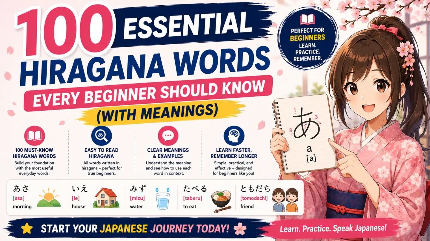 100 Essential Hiragana Words Every Beginner Should Know (With Meanings)
