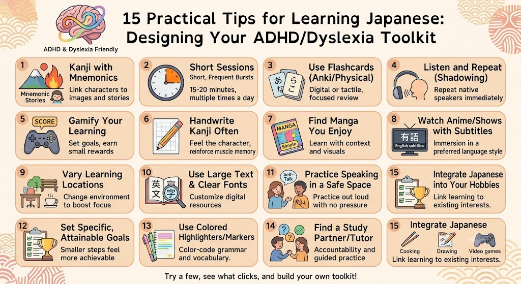 Learning Japanese with ADHD or Dyslexia (15 Tips) 15 Practical Tips for Learning Japanese